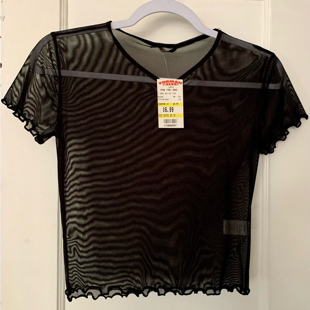NWT Popular 21 Black Sheer Mesh Blouse – Evening or Party Top